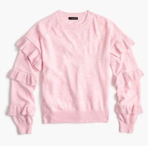 J.Crew Pink Sweater with Ruffle Sleeves